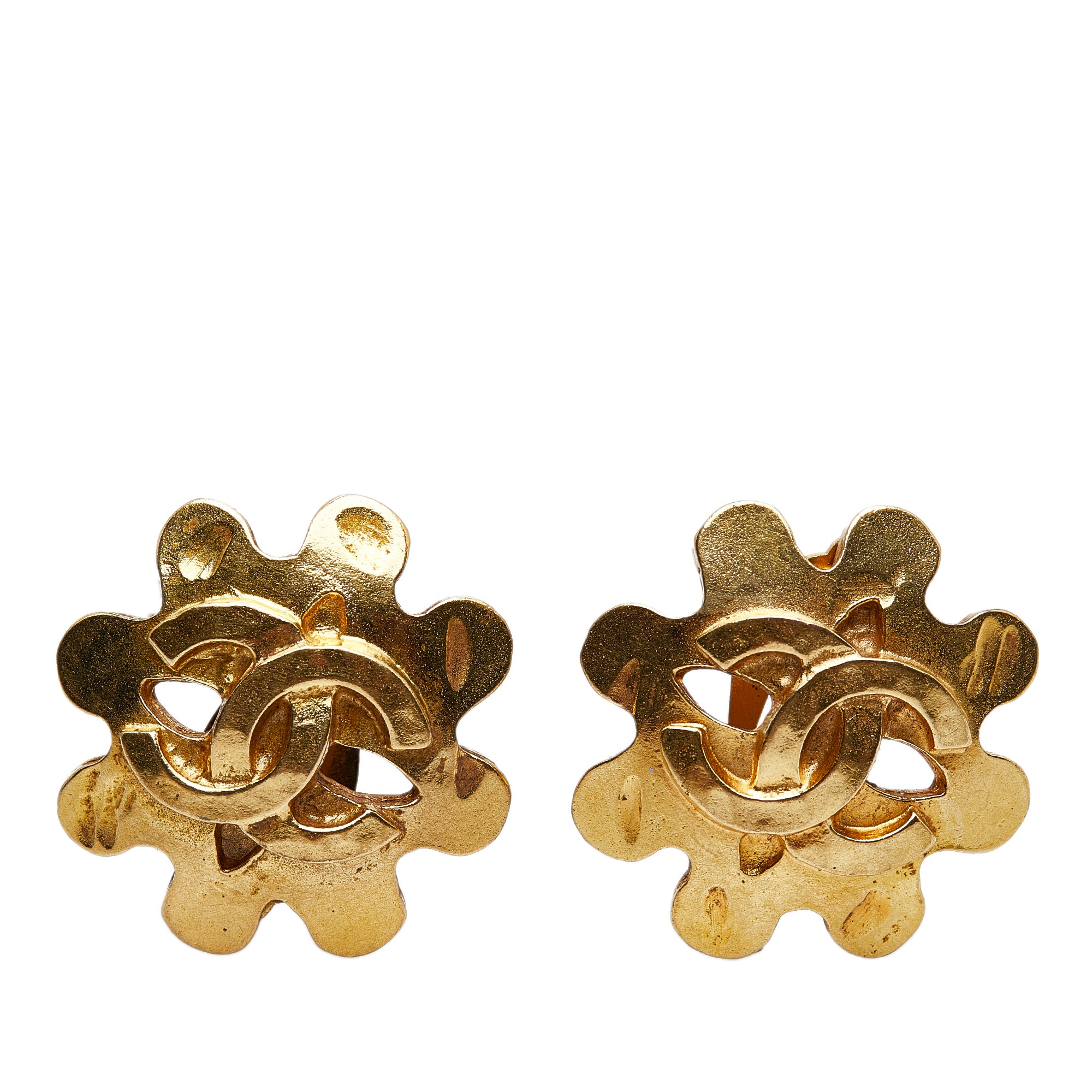 Chanel Vintage Quilted CC Clip On Earrings