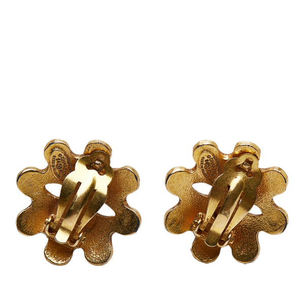 Chanel Vintage Small Gold CC Logo Clover Stud Earrings