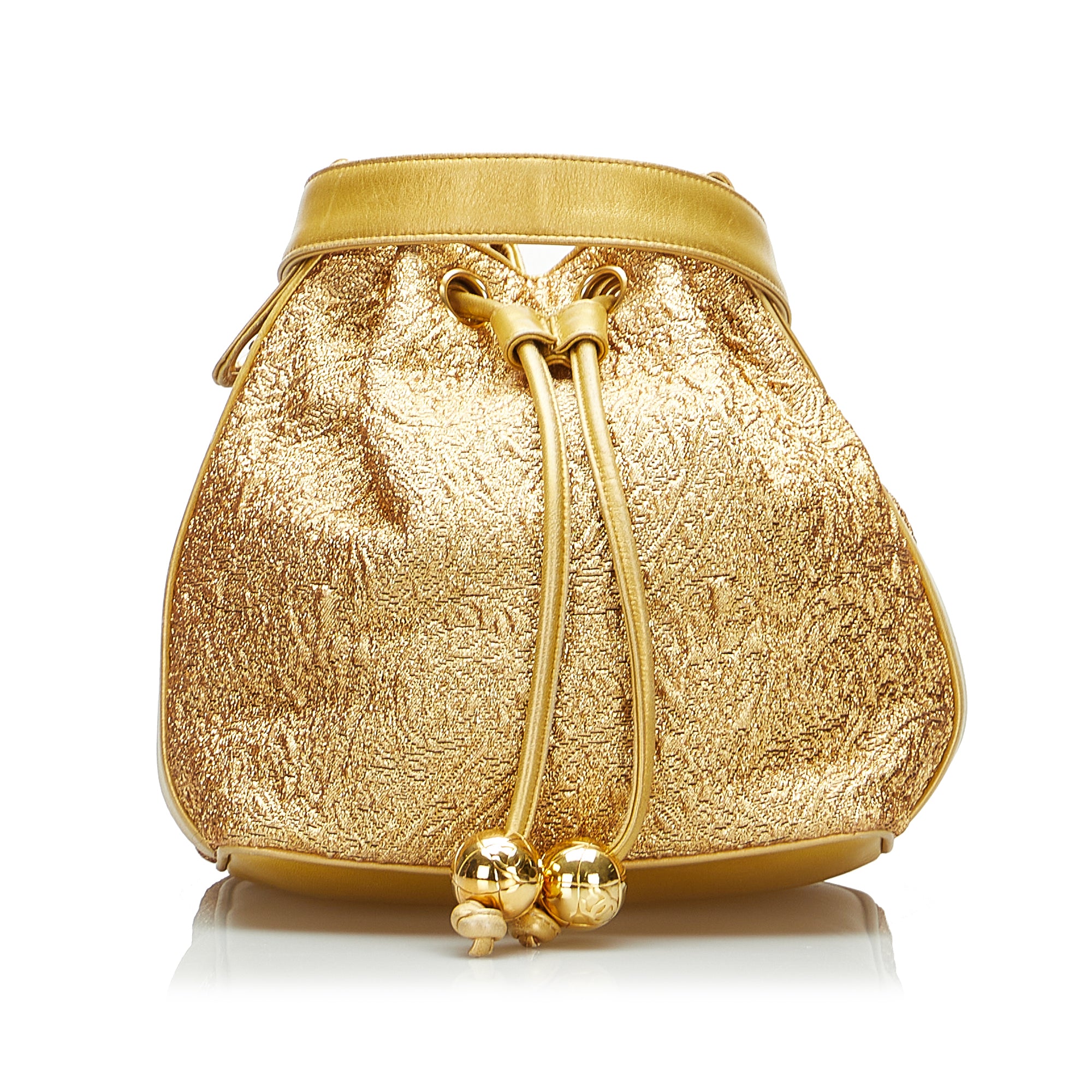 Gold Chanel Brocade Bucket Bag