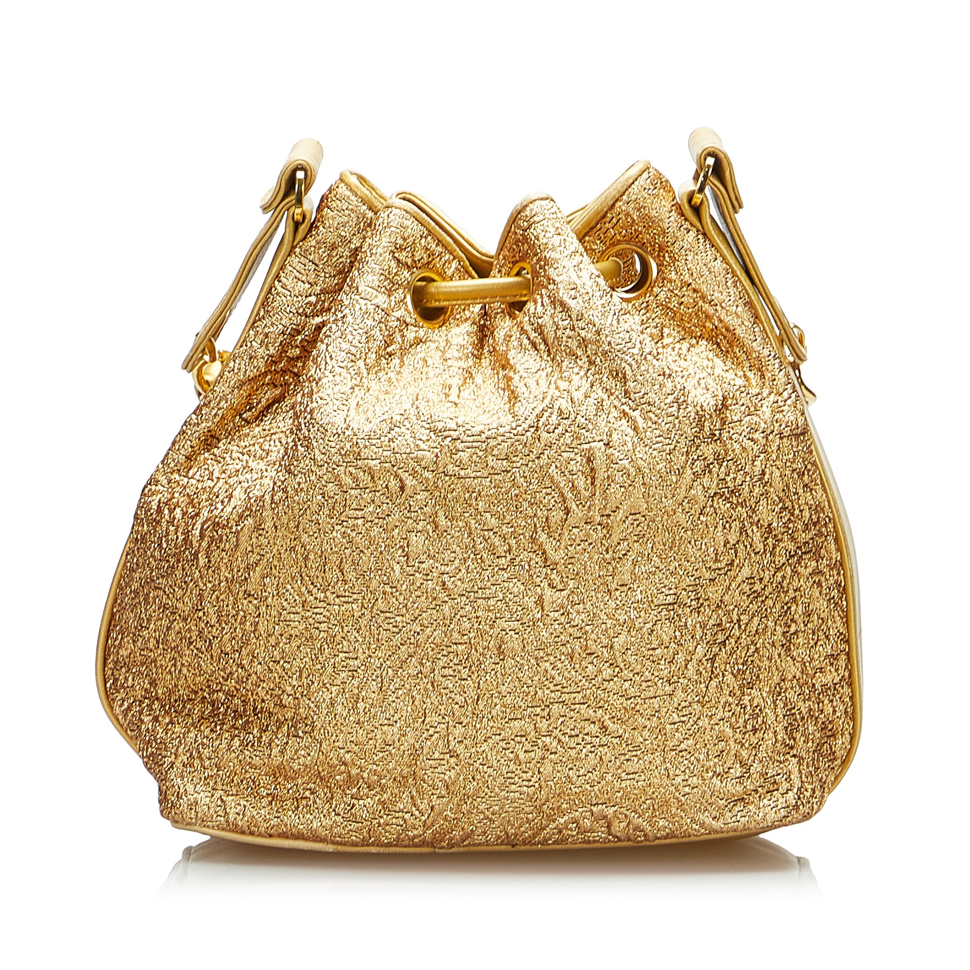 Gold Chanel Brocade Bucket Bag