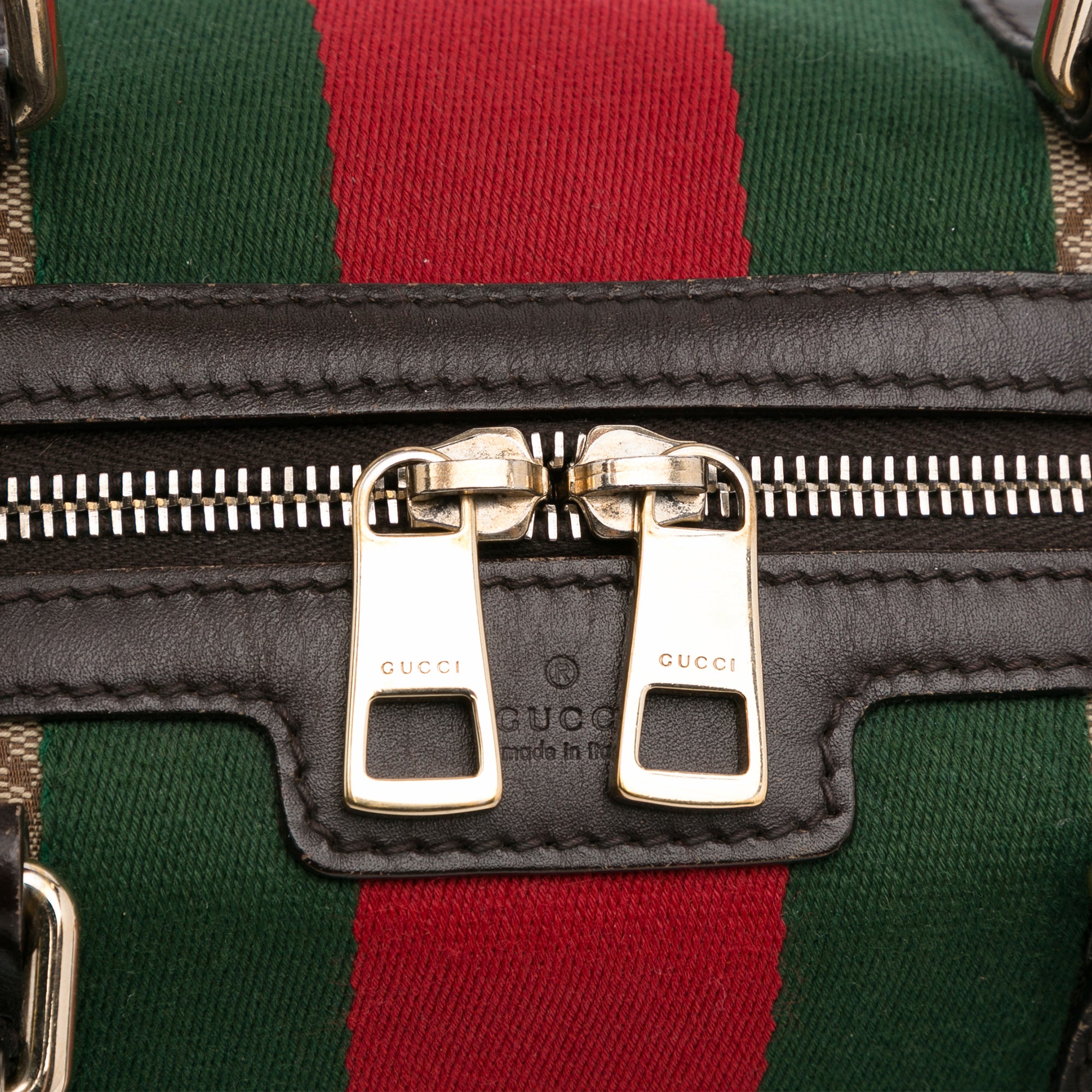 Gucci Calfskin Black Web Small Boston Handbag (269876) For Sale at