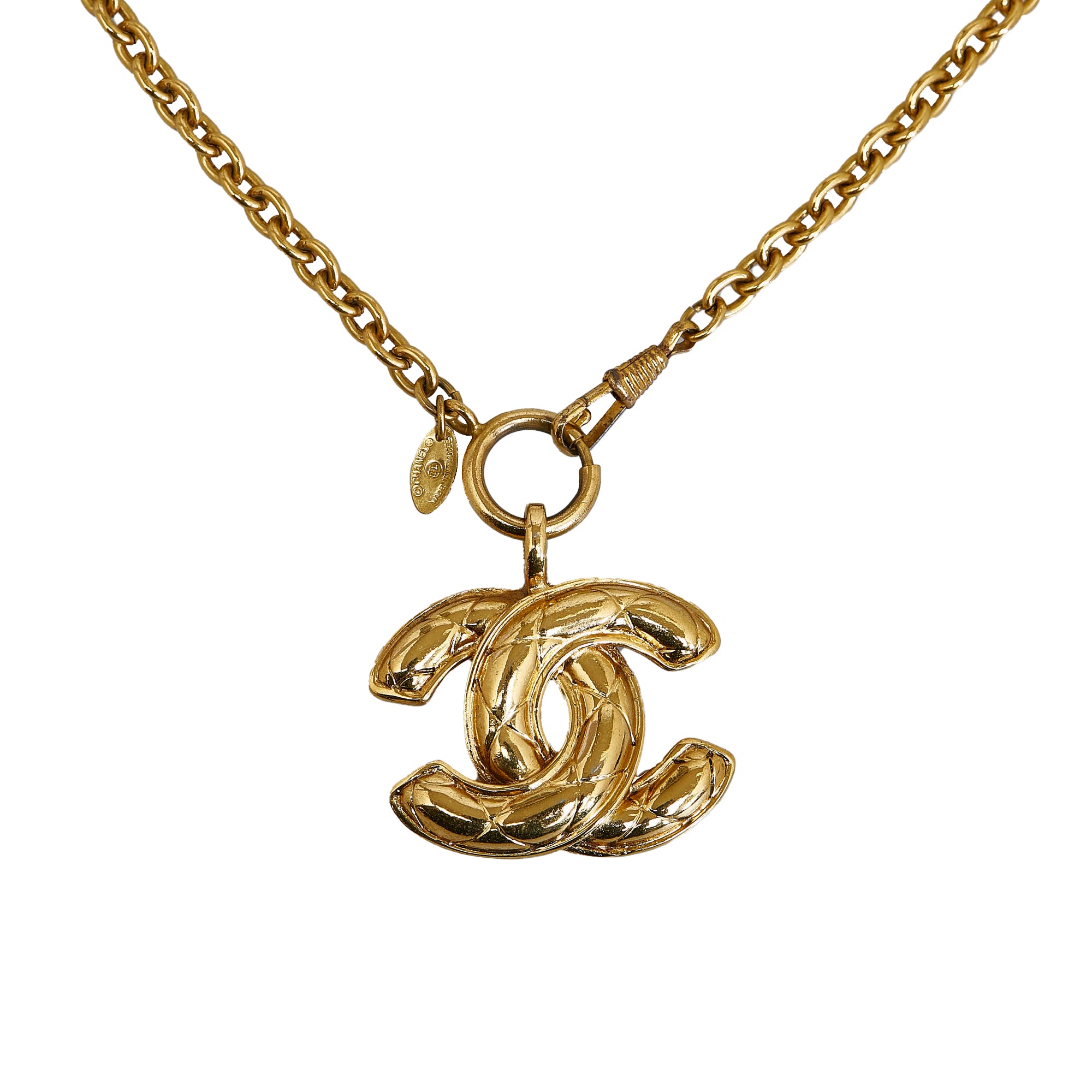 Chanel Pre-Owned 1997s Kleid  Gold Chanel CC Pendant Necklace