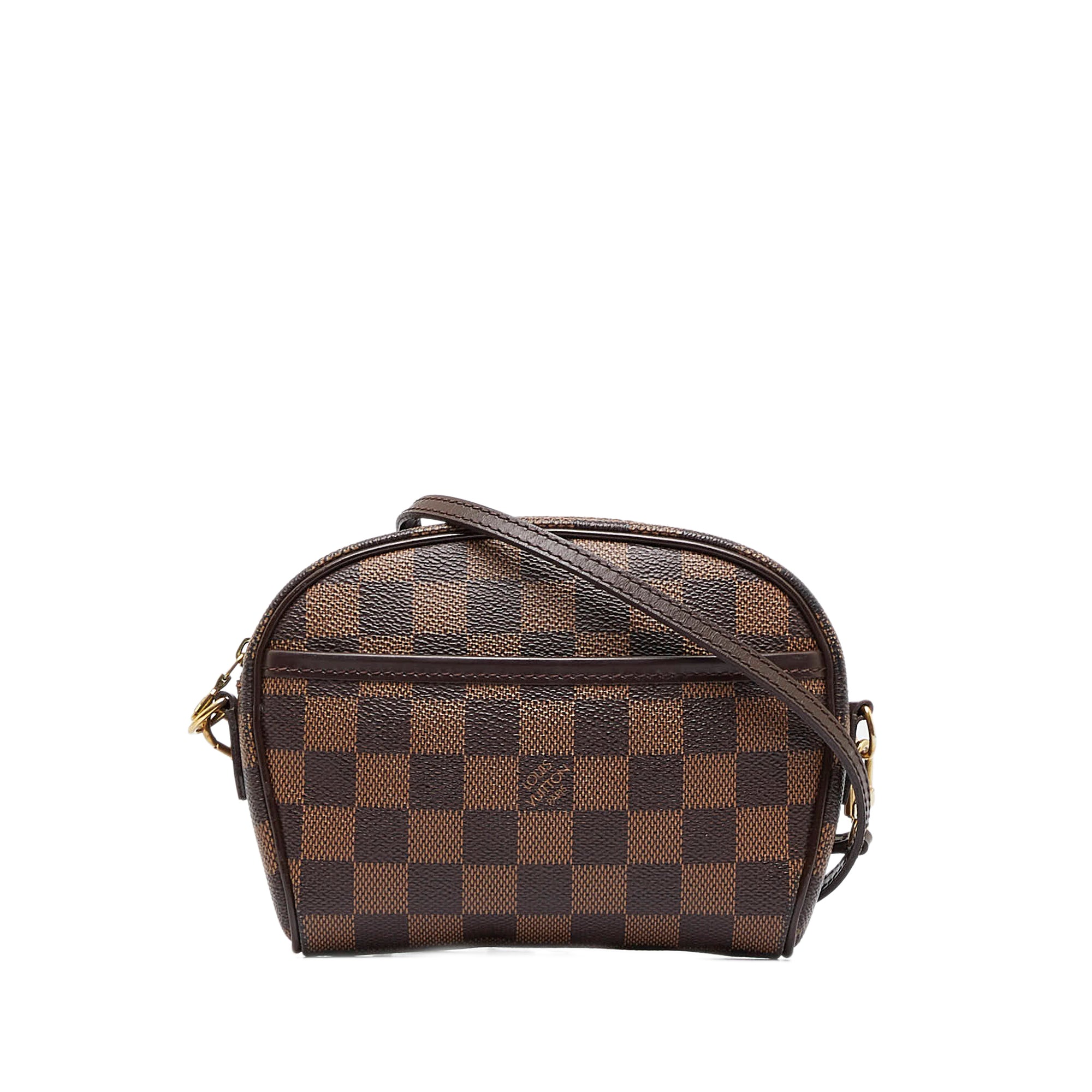 louis vuitton bag in ebene damier canvas and brown leather