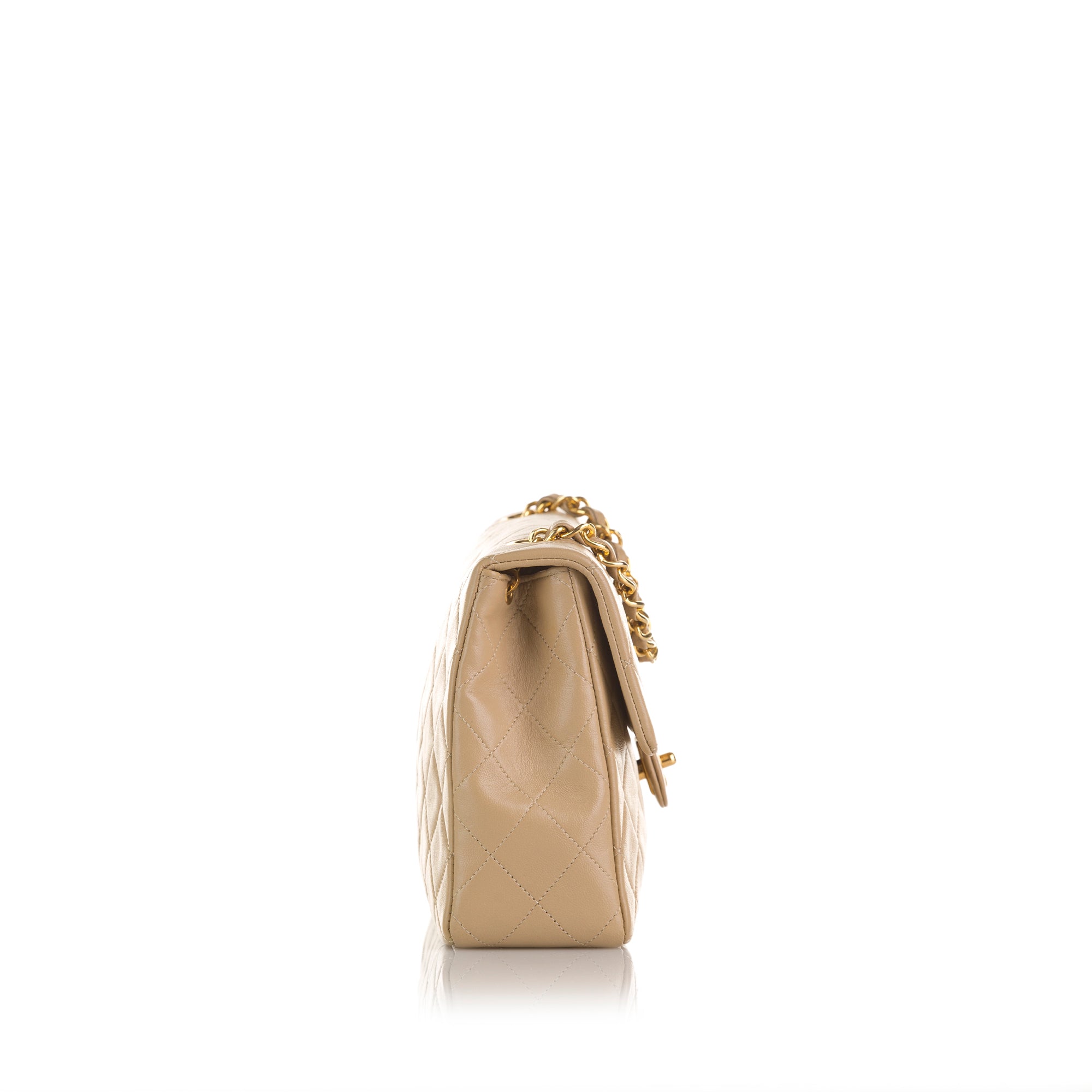 Chanel Medium Creme Lambskin Double Flap Bag - shop 