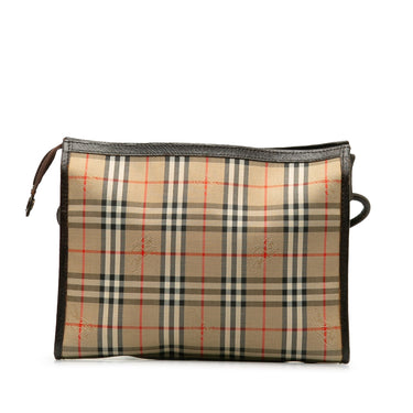 Tan Burberry Haymarket Check Crossbody Bag - Designer Revival