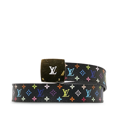 Black Louis Vuitton Monogram Multicolore LV Cut Reversible Belt - Designer Revival