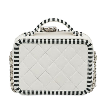 White Chanel Small Caviar CC Filigree Vanity Bag - Designer Revival