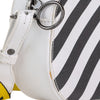 White Off White Saffiano Diagonal Striped Camera Bag
