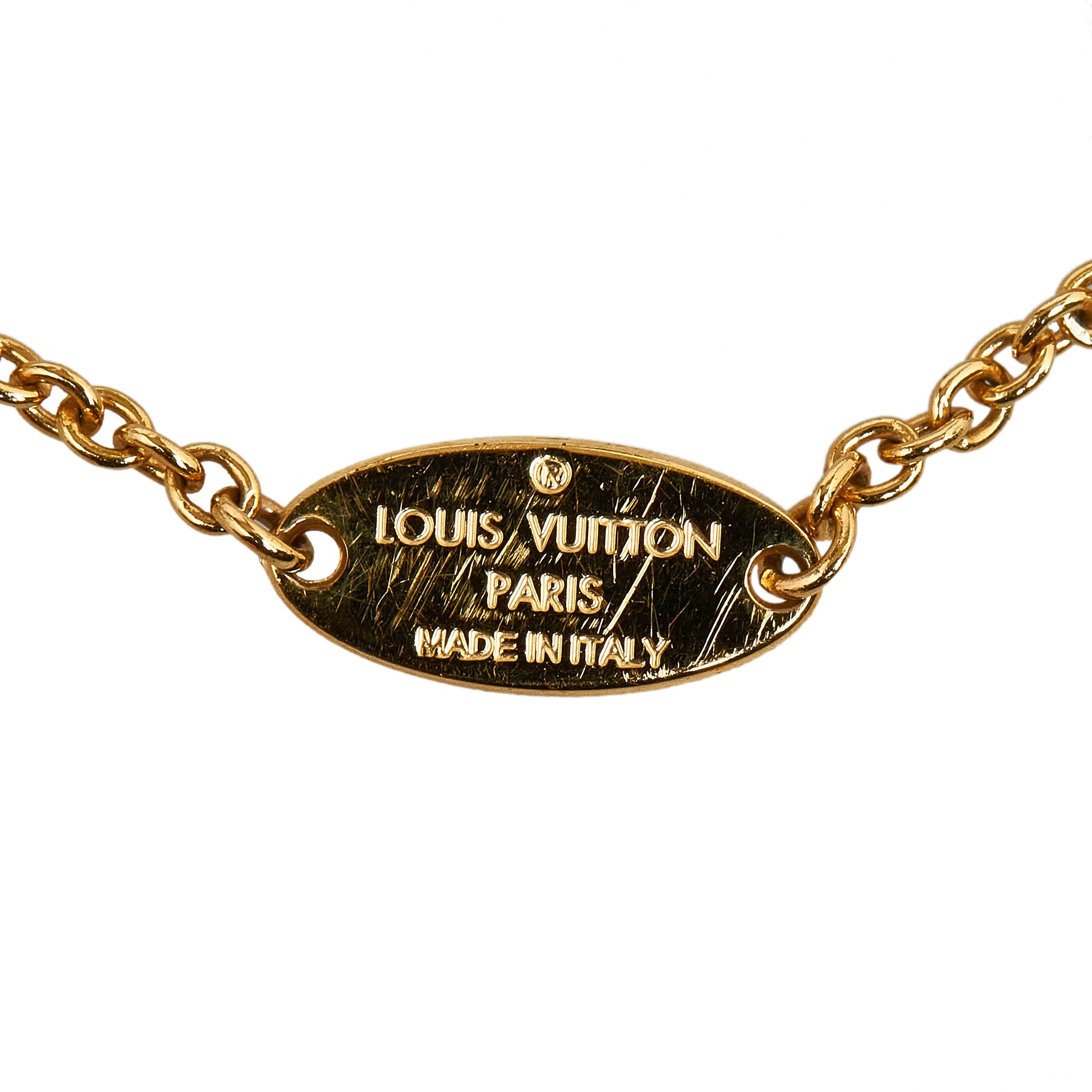 LOUIS VUITTON Metal Blooming Strass Necklace Gold 653819