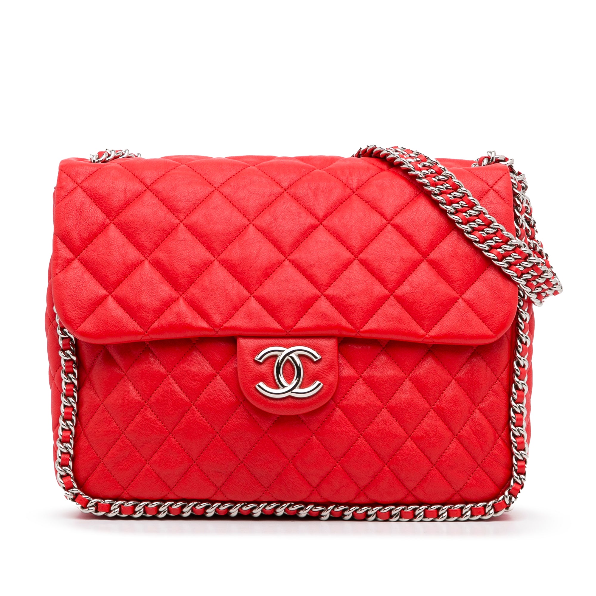 Red Chanel Maxi Lambskin Chain Around Flap Shoulder Bag – Designer Revival
