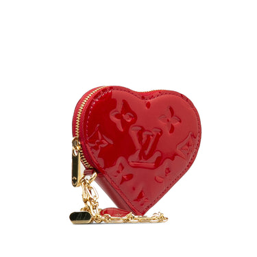 Red Louis Vuitton Monogram Vernis Heart Coin Purse - Designer Revival