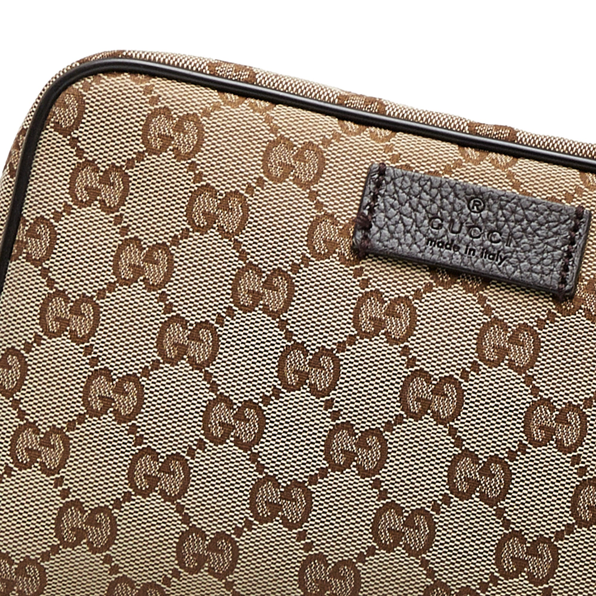 GUCCI Phone Case Vintage Canvas Belt Bag Dark Brown 581519