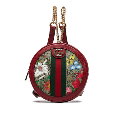 Brown Gucci GG Supreme Flora Ophidia Backpack - Designer Revival