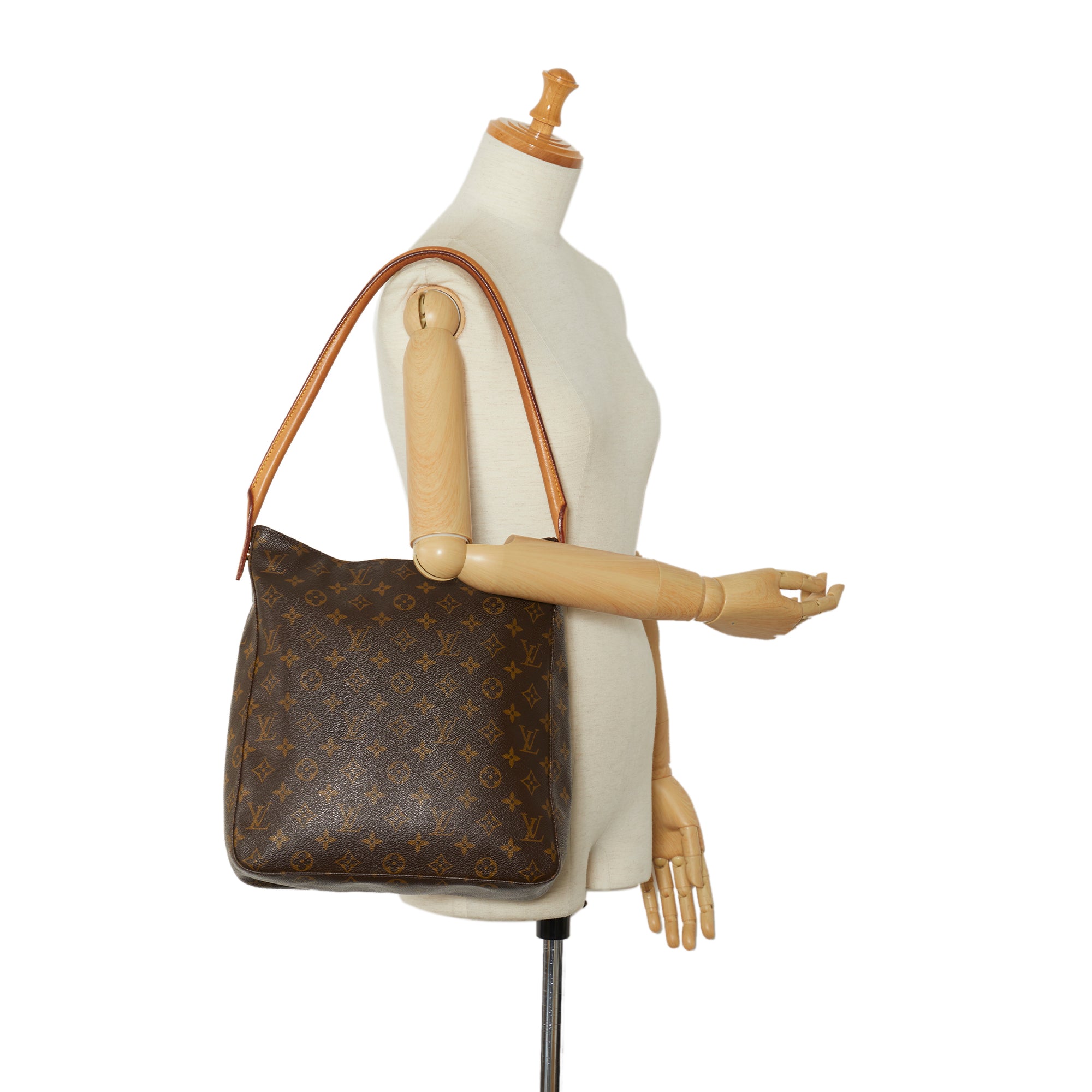Authentic Louis Vuitton Shoulder Bag LV Looping GM Brown Monogram Pre-owned