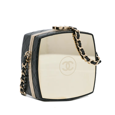 Black Chanel CC Make-Up Box Clutch with Chain Crossbody Bag - Designer Revival