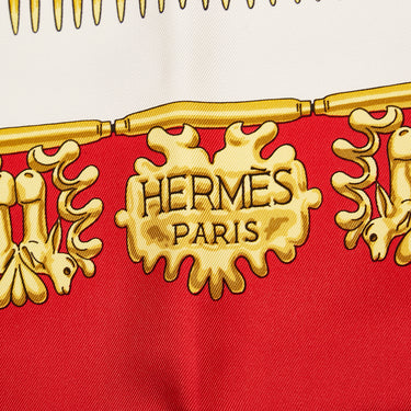 Red Hermes Les Cavaliers d'Or Silk Scarf Scarves - Designer Revival