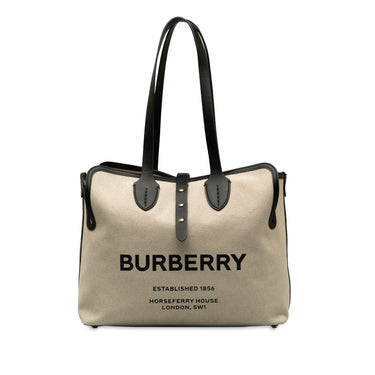 Brown Burberry Soft Belt Canvas Tote Bag - Designer Revival