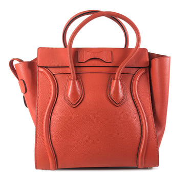 Orange Celine Micro Luggage Tote Handbag - Designer Revival