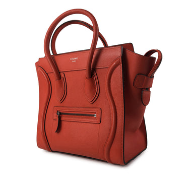 Orange Celine Micro Luggage Tote Handbag - Designer Revival