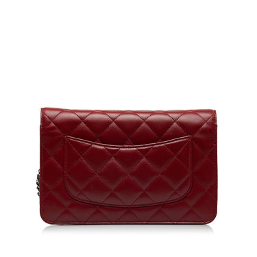 Red Chanel Classic Wallet on Chain Crossbody Bag
