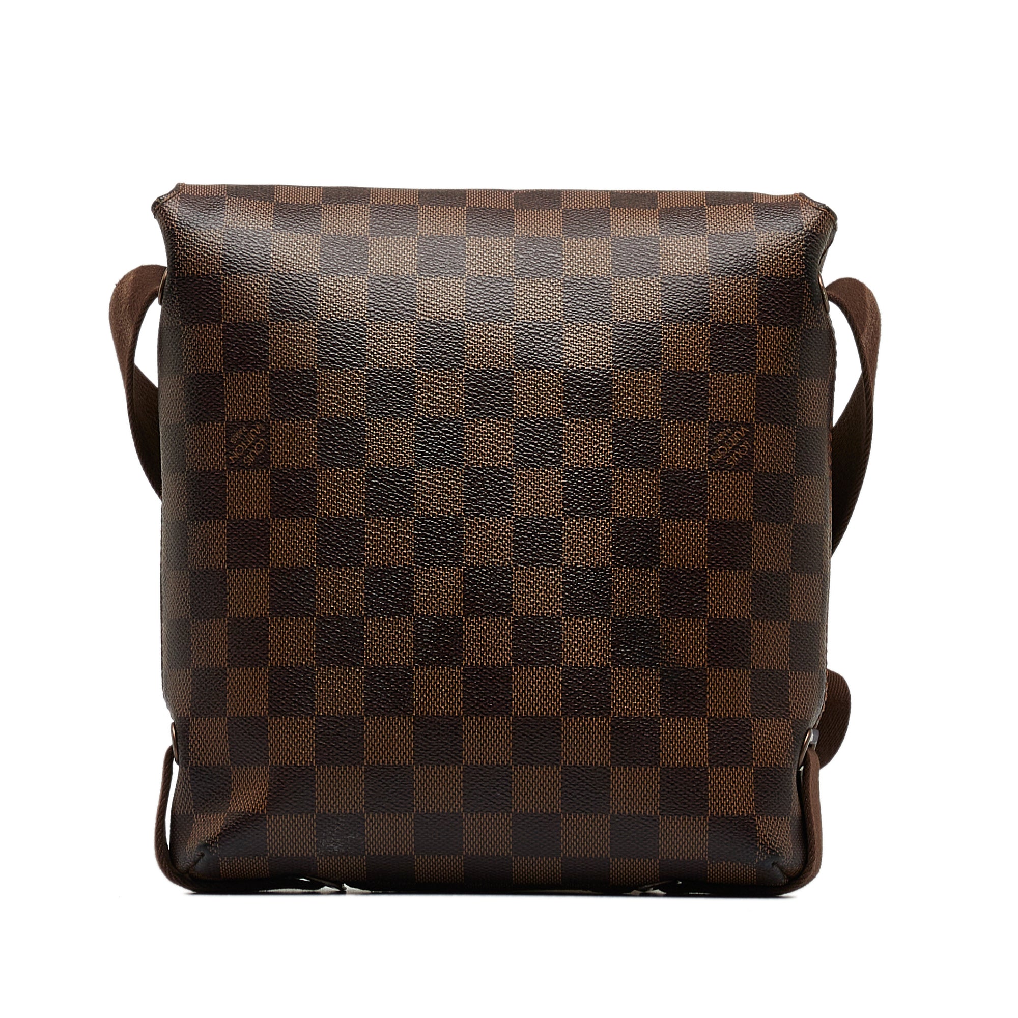 Louis Vuitton Naviglio Shoulder Bag in Ebene Damier Canvas and Brown