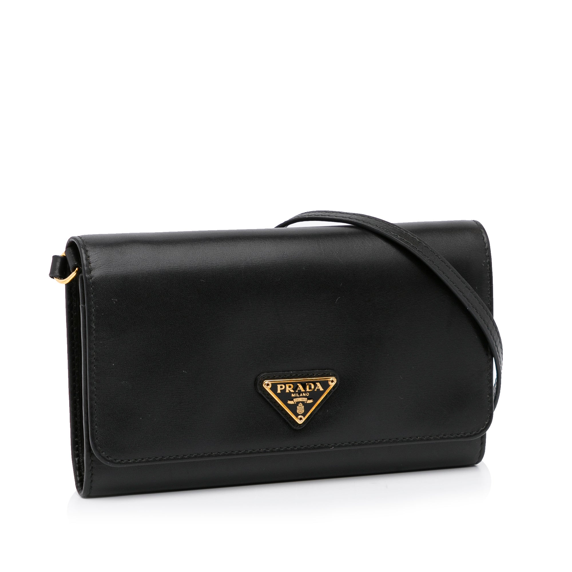 Black Prada Saffiano Wallet On Chain Crossbody Bag – Designer Revival