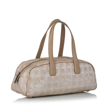 Taupe Chanel New Travel Line Canvas Handbag - Designer Revival