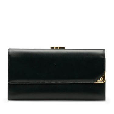 Black Cartier Leather Long Wallet - Designer Revival