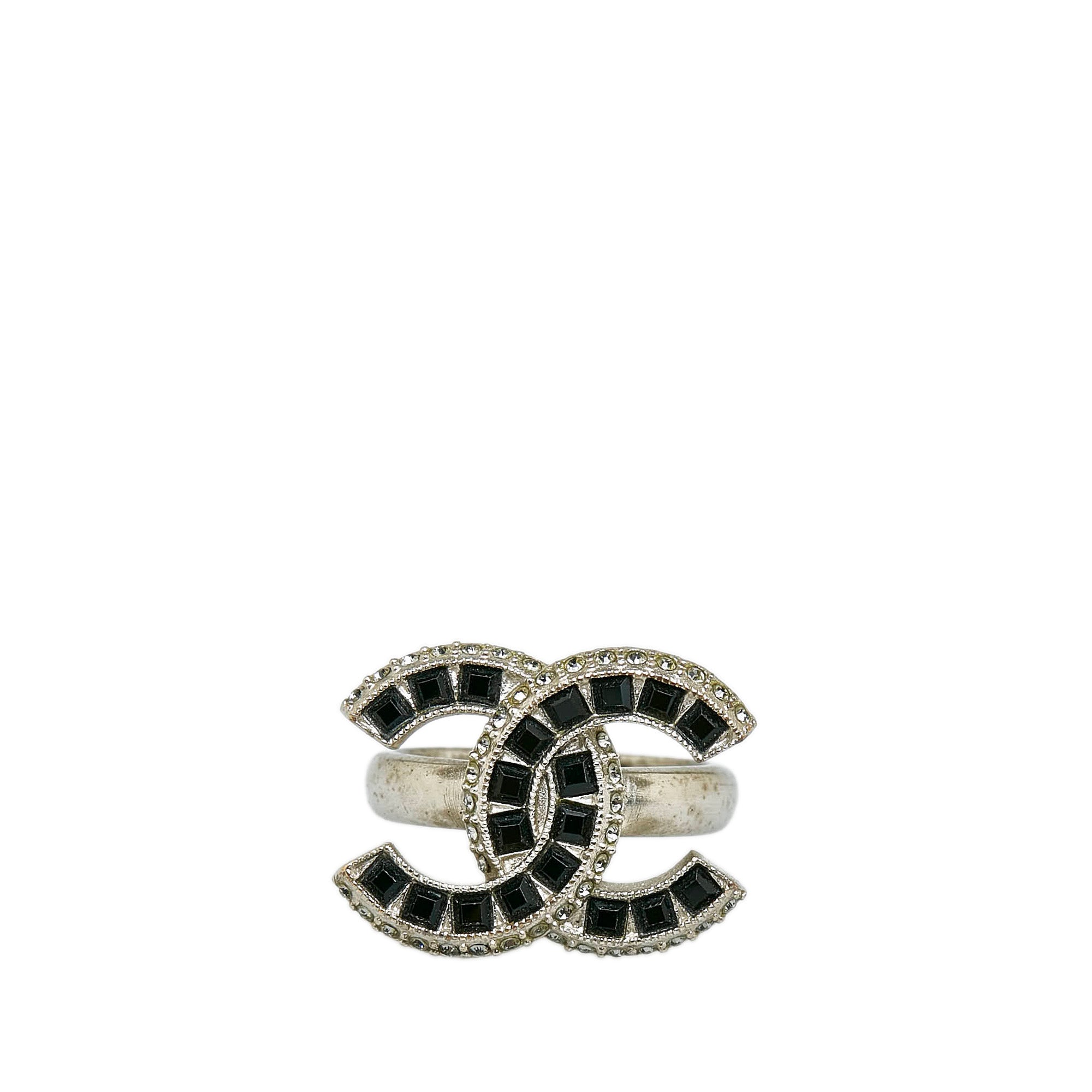 Silver Chanel CC Ring