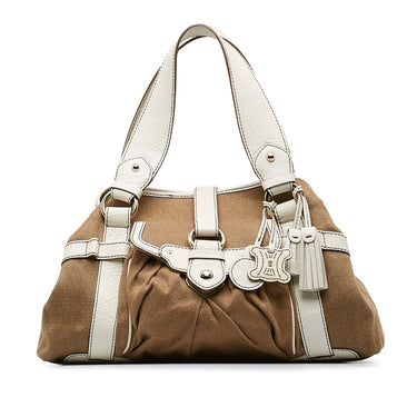 Tan Celine Canvas Boogie Handbag - Designer Revival