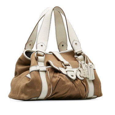 Tan Celine Canvas Boogie Handbag - Designer Revival