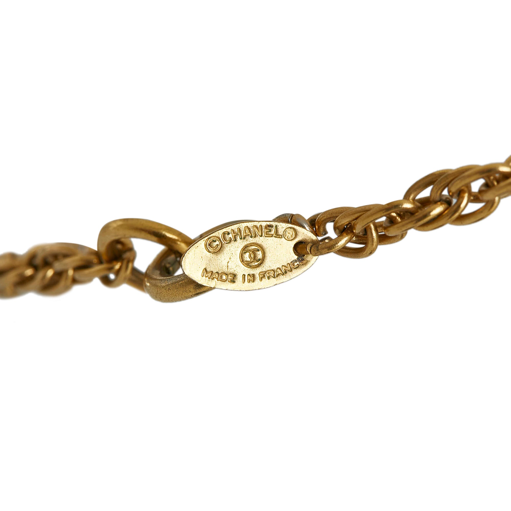 Gold double Chanel CC Pendant Necklace