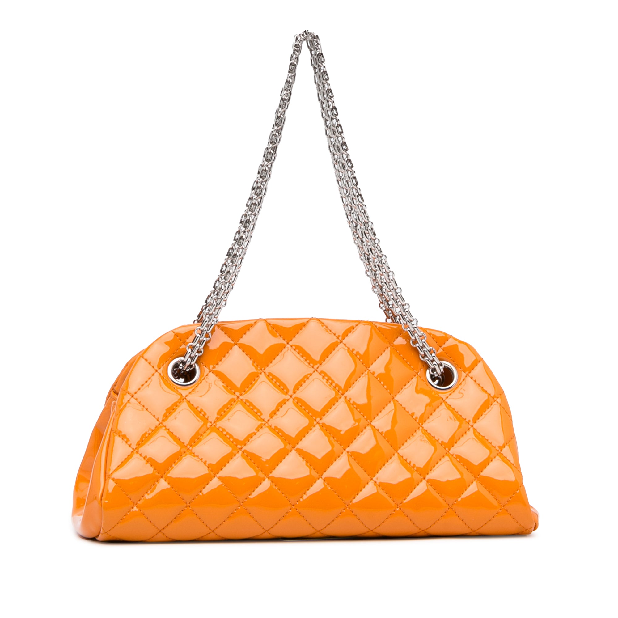 Orange Chanel Small Patent Just Mademoiselle Shoulder Bag