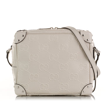White Gucci GG Embossed Perforated Square Bag - Designer Revival