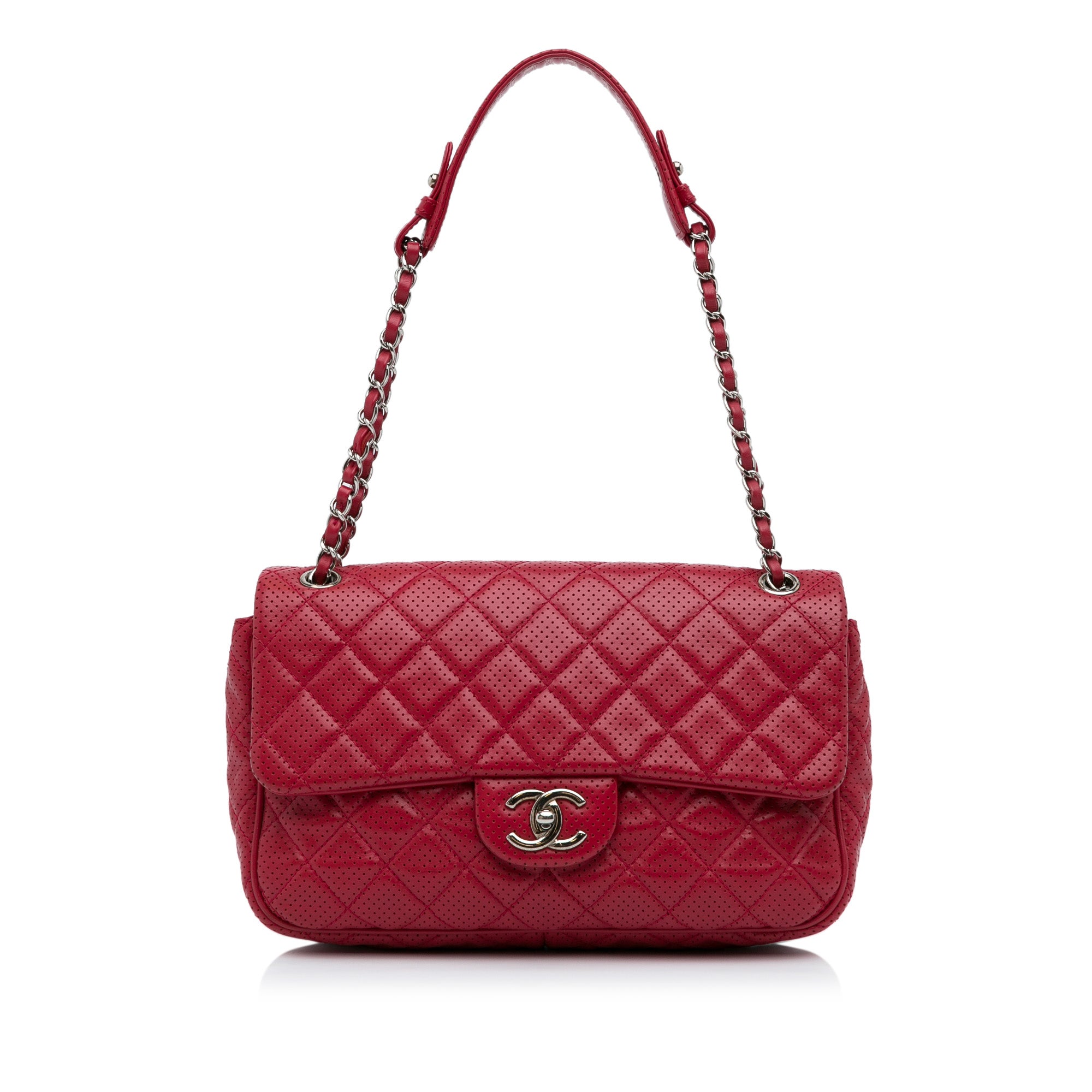 chanel red hobo bag leather