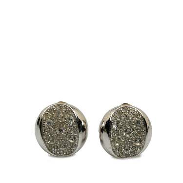 Silver Dior Rhinestone Clip-On Earrings - Designer Revival