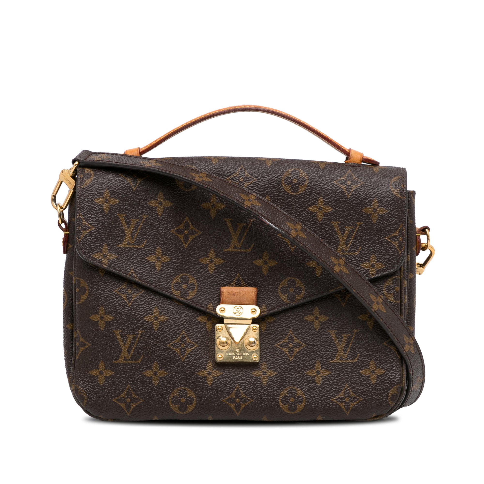 Louis+Vuitton+Pochette+Metis+Shoulder+Bag+Brown+Leather+Monogram+