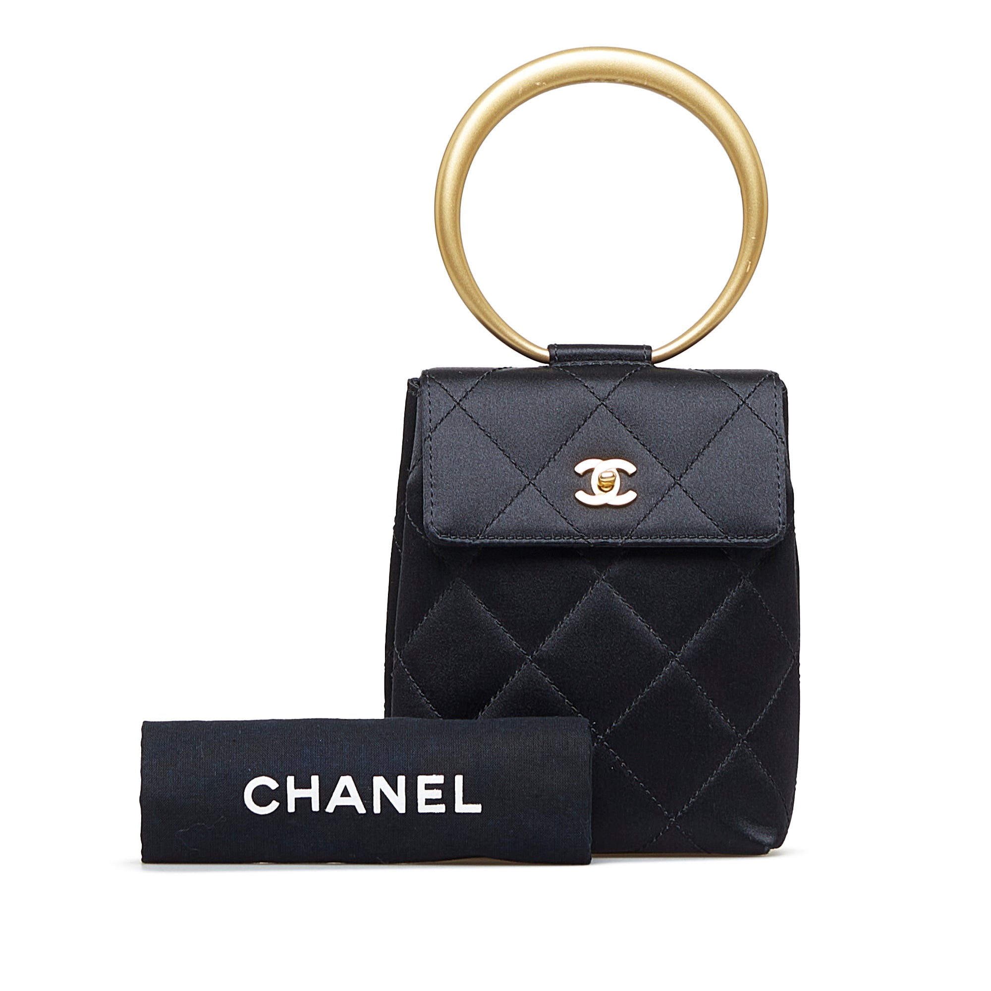 chanel pre owned 2013 logo charm necklace item, Black Chanel CC Matelasse  Bracelet Handbag