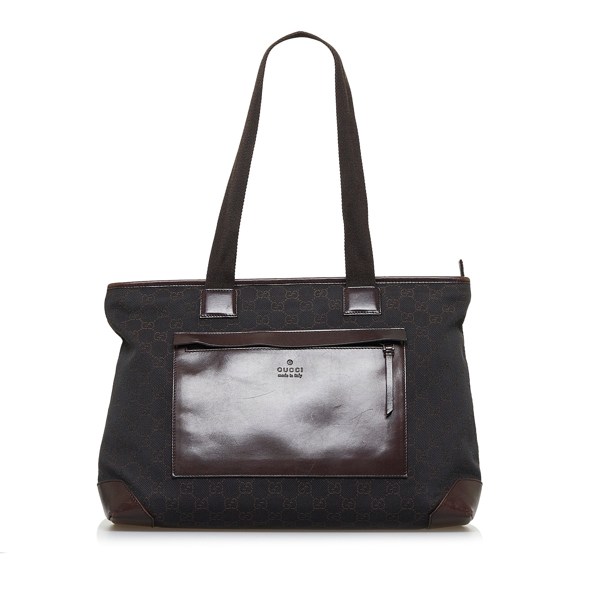 Gucci Brown Coated Canvas Monogram Top Zip Handbag Speedy Bag