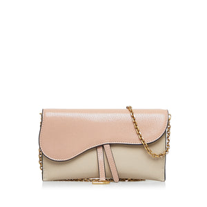 Pink Dior Saddle Wallet On Chain Crossbody Bag