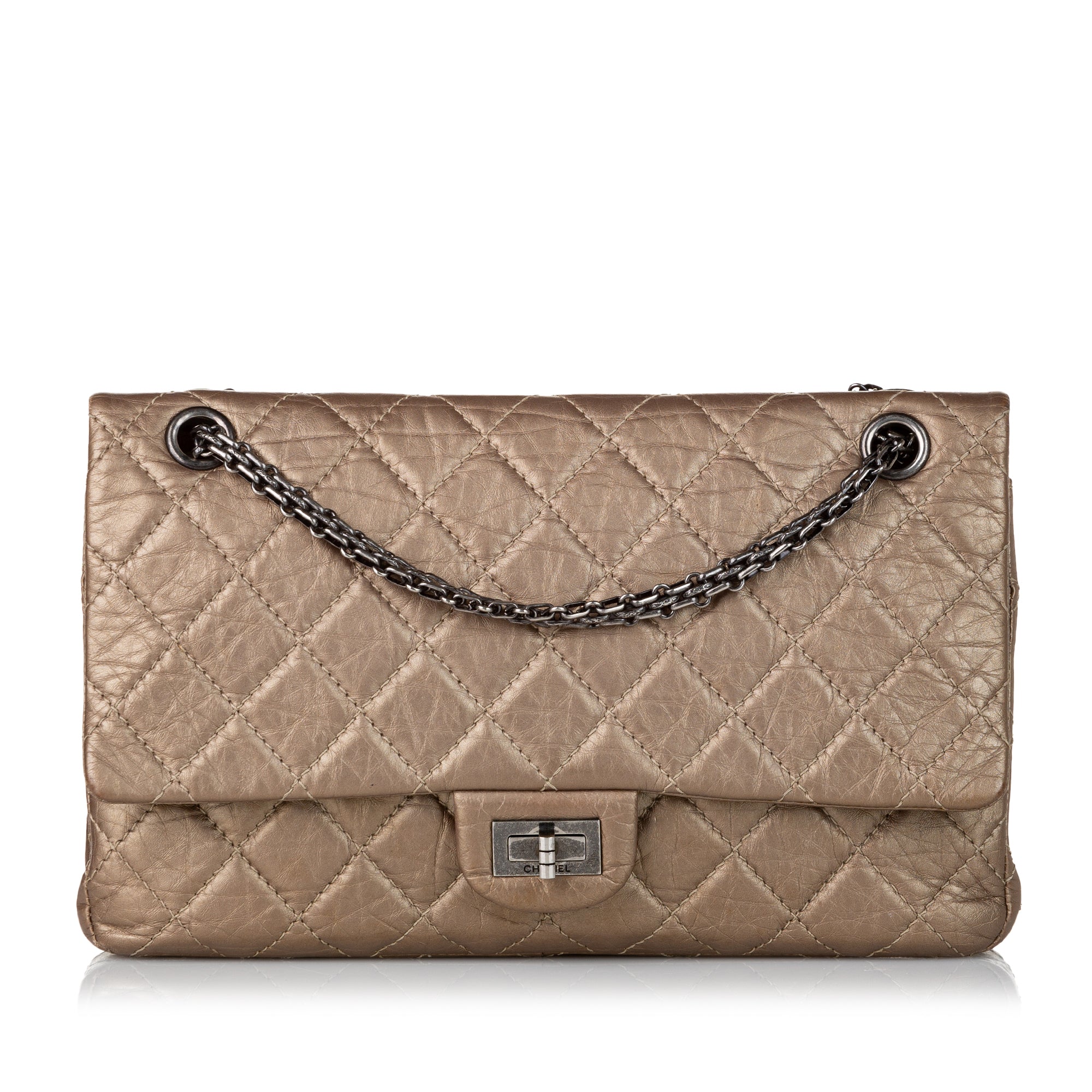 RvceShops Revival, Beige Chanel 2.55 Reissue Lambskin Leather Double Flap  Bag
