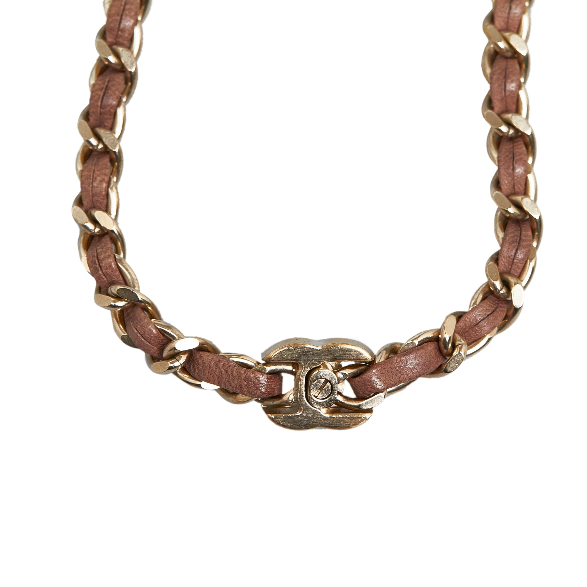 Chanel Rare Collectors Vintage '89 Gold & Leather Choker Necklace