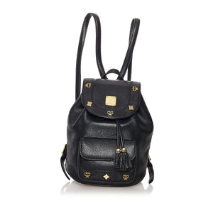 Black MCM Leather Drawstring Backpack