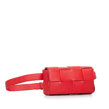 Red Bottega Veneta Intrecciato Cassette Belt Bag - Designer Revival