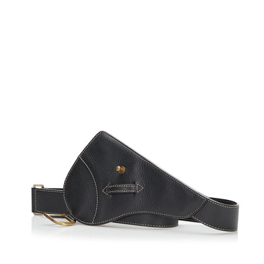 Black Dior Leather Saddle Belt - Designer Revival