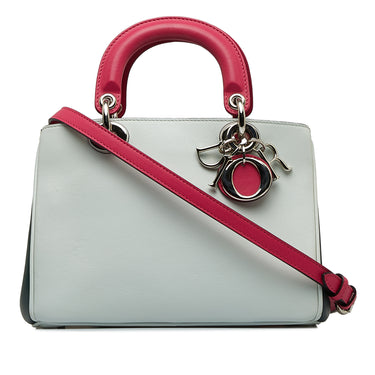 Gray Dior Mini Diorissimo Tricolor Satchel - Designer Revival