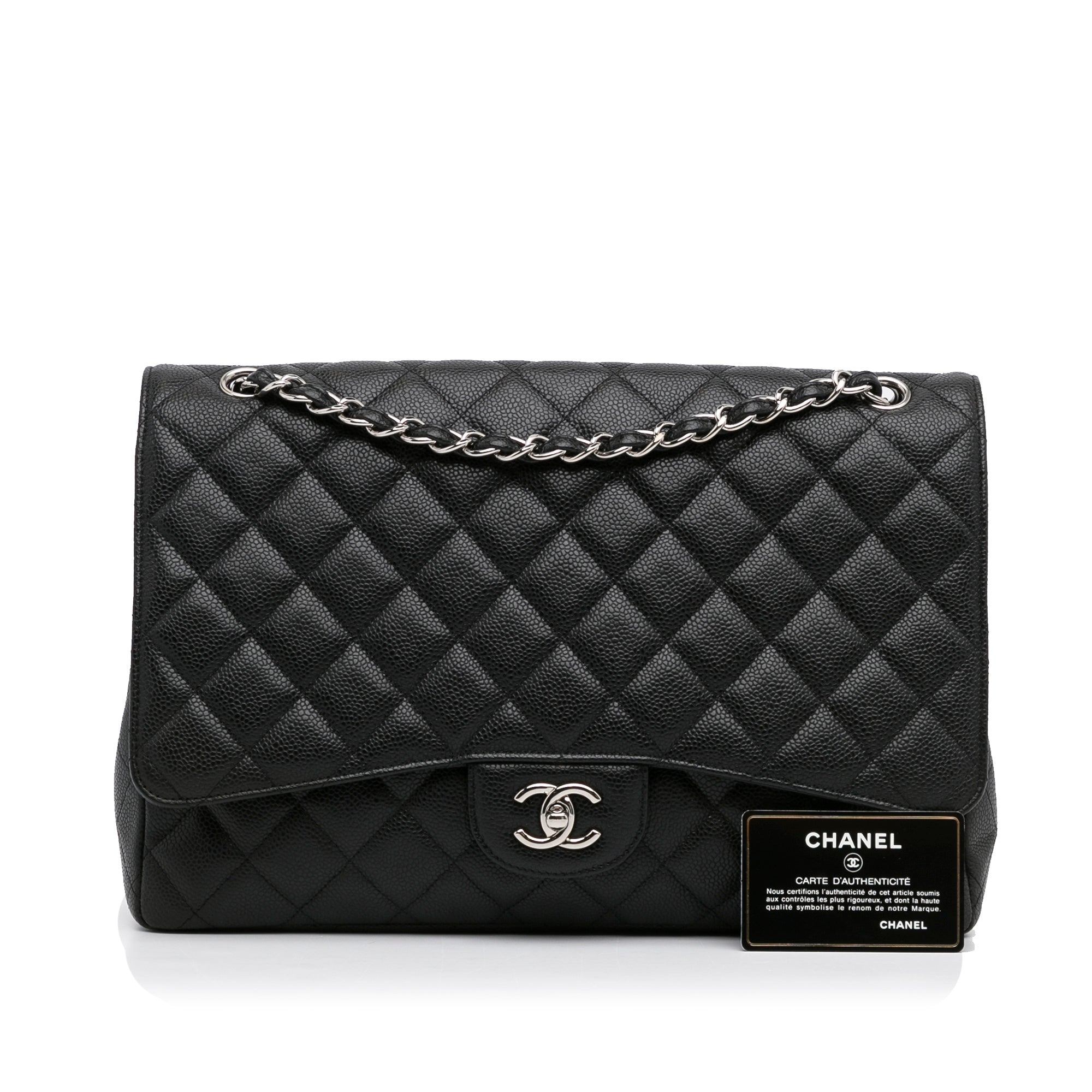 Black Chanel Maxi Classic Caviar Double Flap Shoulder Bag – Designer Revival