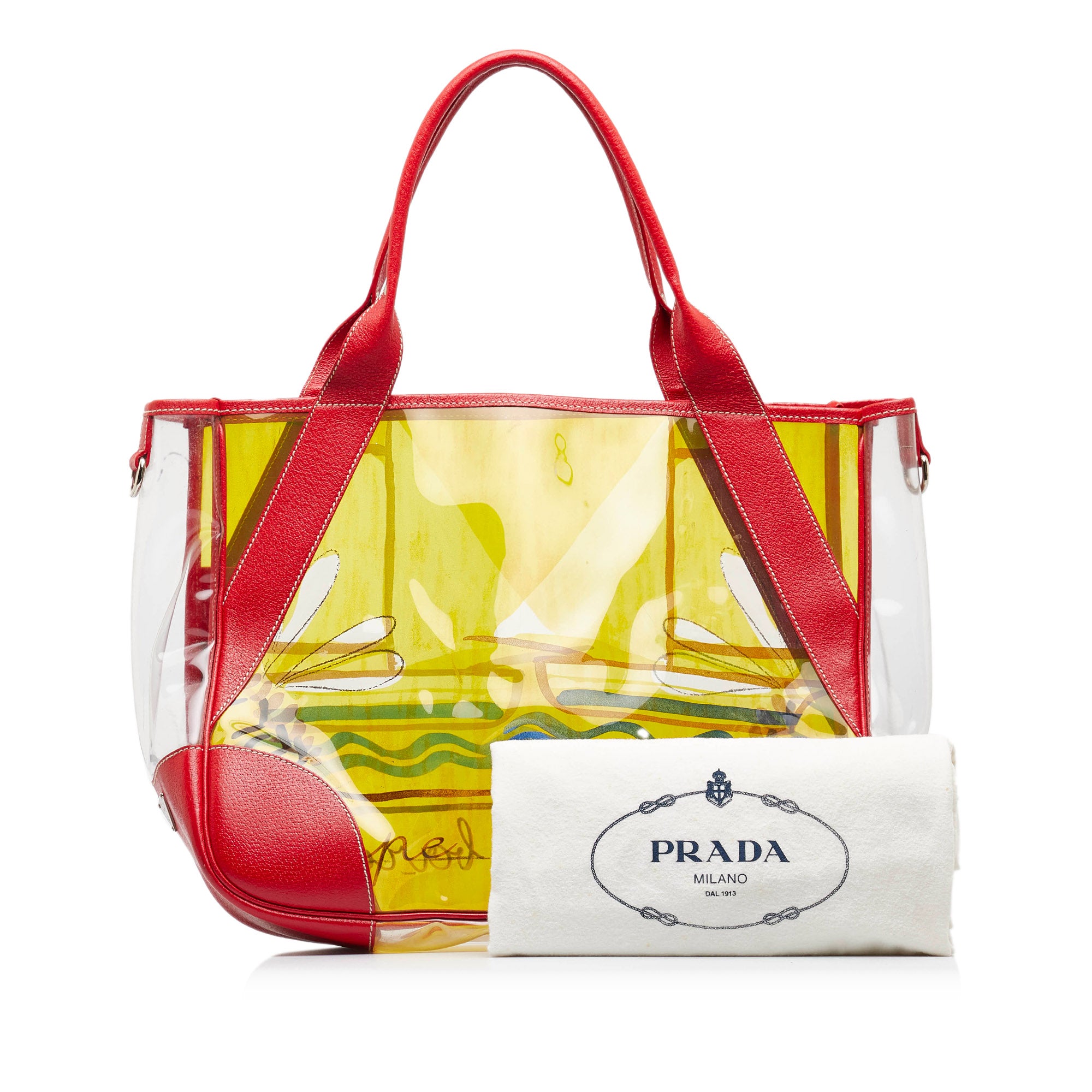 PRADA Tessuto Nylon/Red Velvet, Patent Leather Trimmed Shoulder Tote Bag