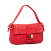 Red Fendi Embossed Leather Mamma Baguette