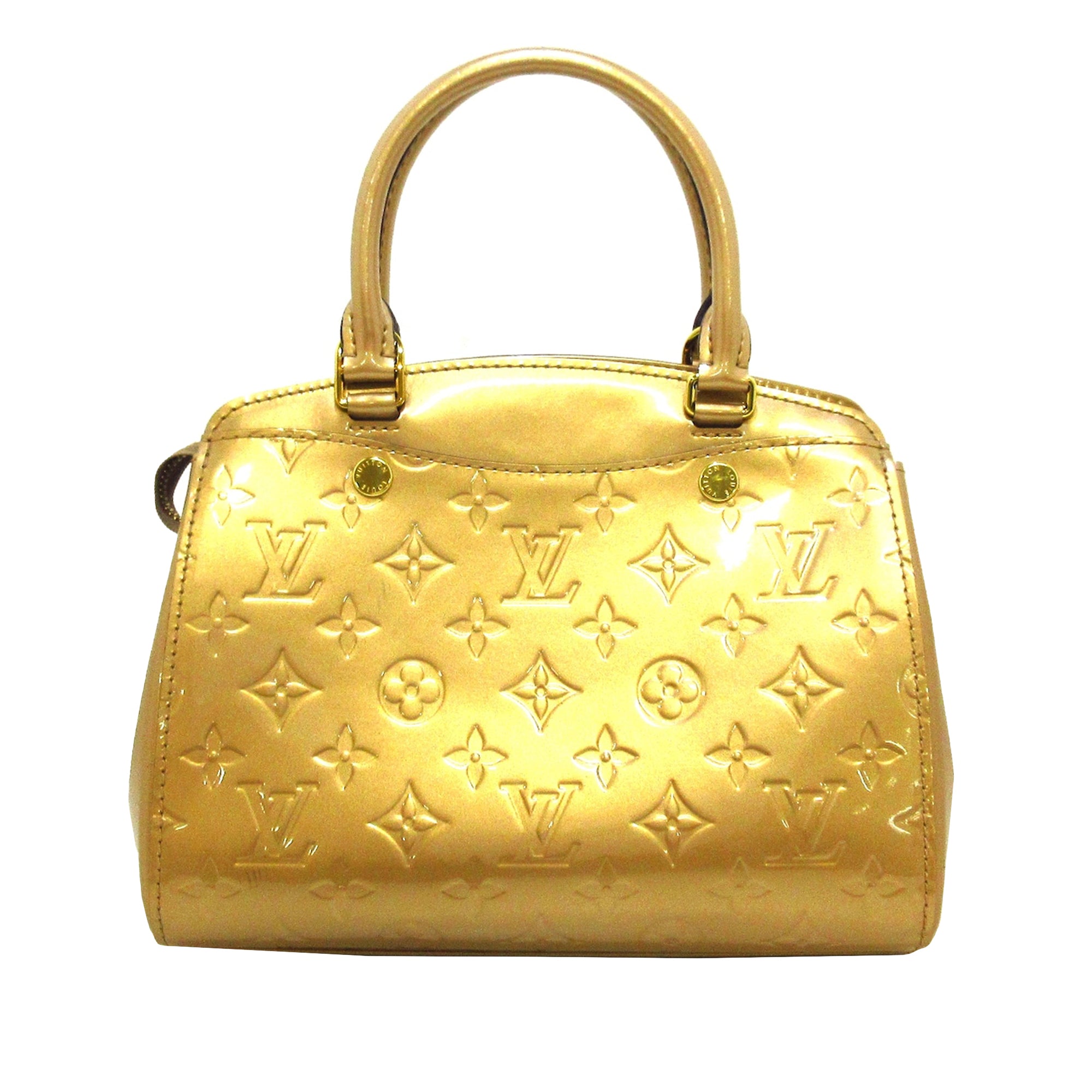 Gold Louis Vuitton Monogram Vernis Brea PM Satchel